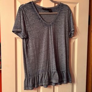 Heathered Blue Ruffle Hem Tee